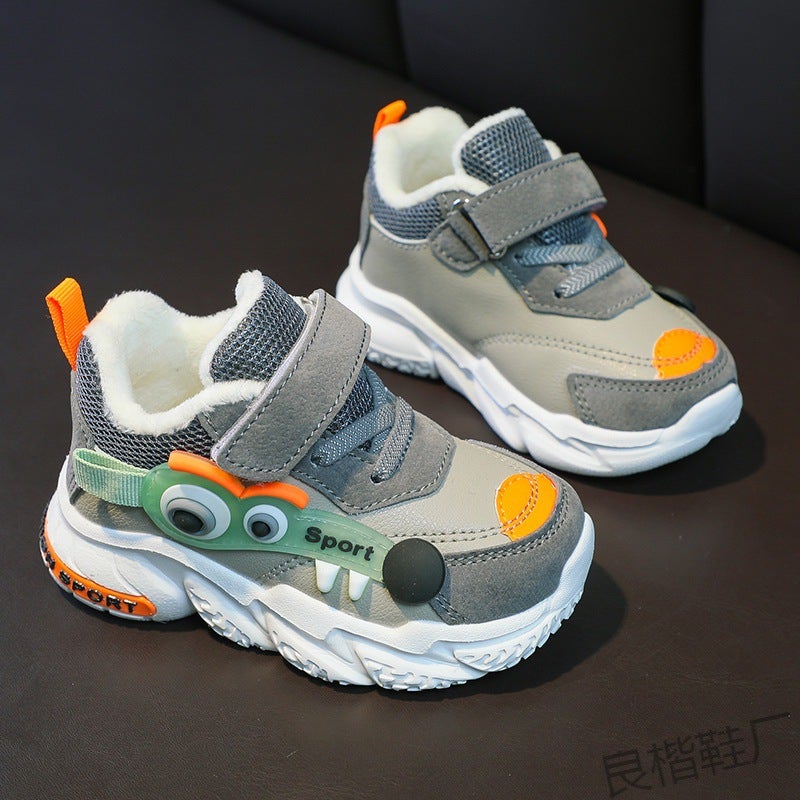 Jinjiang Factory Girls' Shoes Children'S Sports Shoes Girls' Toddler Shoes Soft Bottom Children'S Leather Surface Two Cotton Machine - Image 3