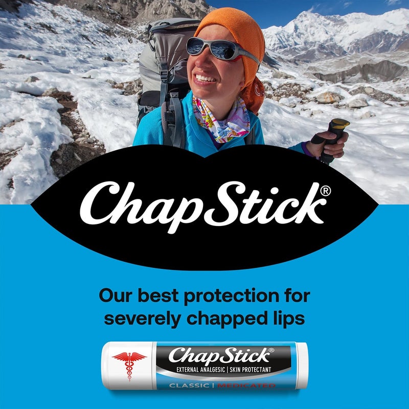 ChapStick Classic Medicated Lip Balm â€“ External Analgesic, Skin Protectant for Dry Lips & Cold Sore Pain Relief, 0.15 Oz Ea - Image 2
