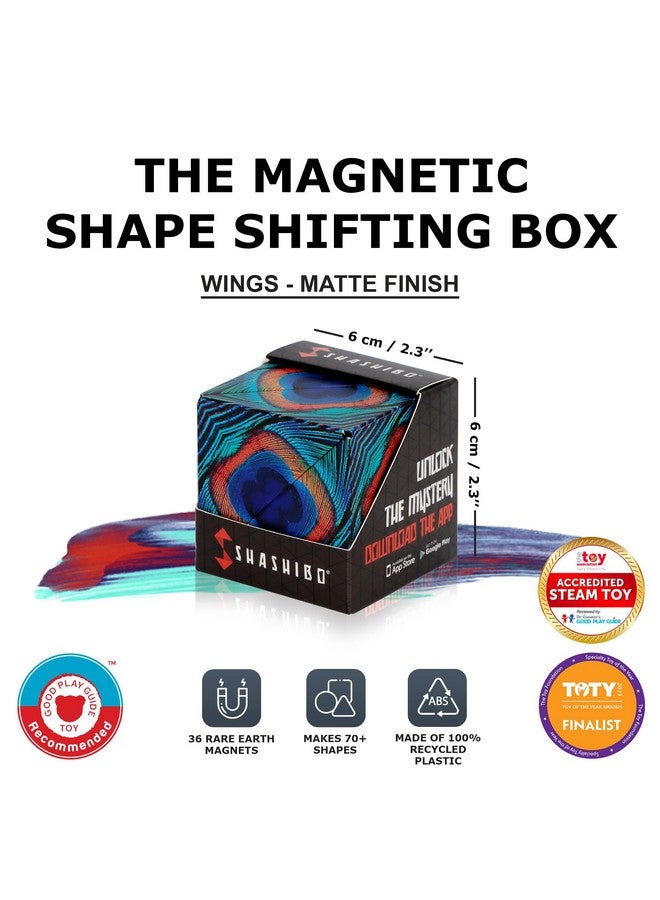شاشيبو صندوق تحويل الشكل - مكعب فيدجيت حاصل على جائزة وبراءة اختراع مع 36 مغناطيسًا من العناصر الأرضية النادرة - يتحول إلى أكثر من 70 شكلًا، قم بتنزيل تطبيق Fun In Motion Toys للجوال (السلسلة الأصلية - Wings) - Image 2