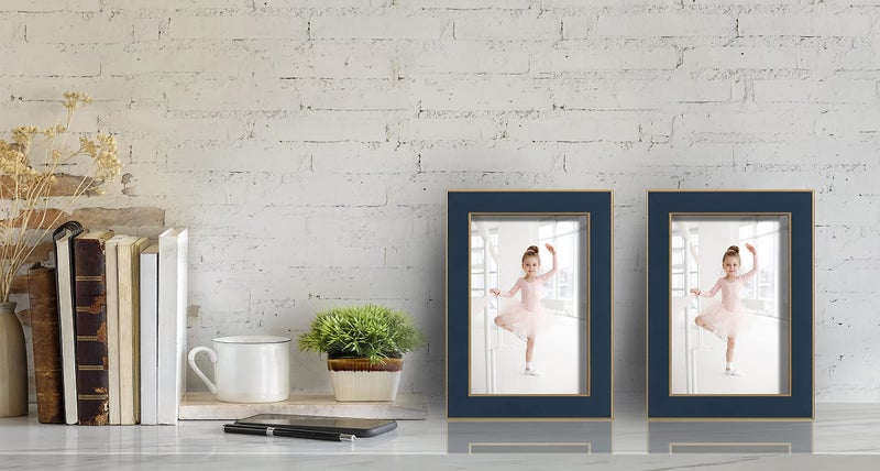 VIOLABBEY 4x6 Picture Frames Navy Blue Set of 2, Modern Style 4 by 6 Photo Frame, High Definition Tempered Real Glass, Wall or Tabletop Display - Image 5