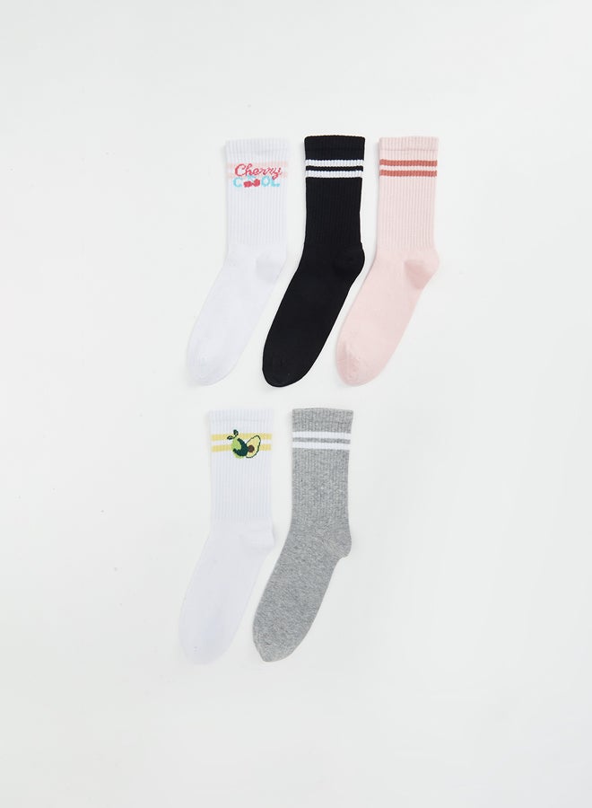 LC WAIKIKI Girls' Patterned Ankle Socks 5 Pack - Image 1