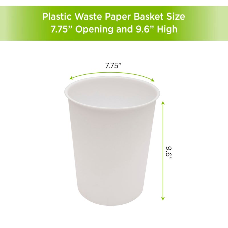 Kenney KN83000 Storage Made Simple 1.53 Gallon (5.7 Liter) Small Open Top Rust-Proof Plastic Waste Basket/Trash Can/Garbage Can for Bathroom, Bedroom, Home Office, Laundry Room, or Dorms, White - Image 3