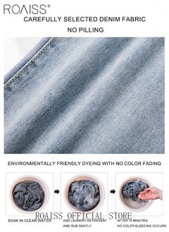 roaiss Retro Loose Tether Mid Waist Jeans for Men Versatile Casual Premium Cotton Straight Pants Mens Comfortable Breathable Skin-Friendly Trousers with Environmentally Friendly Dyeing Process  - Image 5
