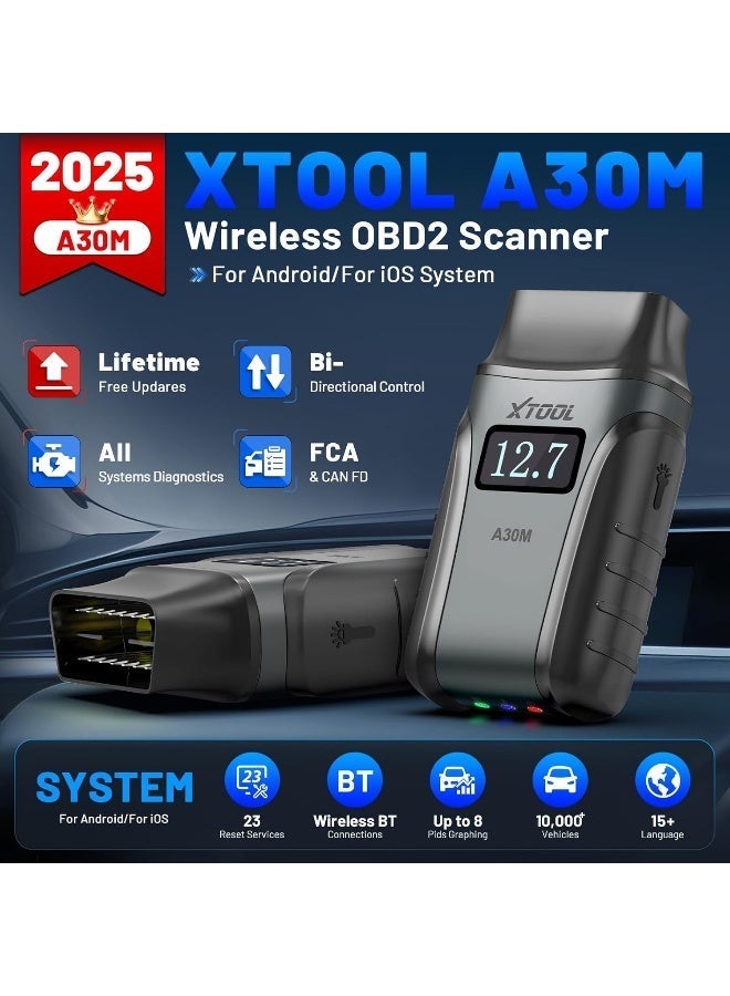 Xtool Wireless OBD2 Scanner for Android & iPhone, Anyscan A30M 2024 Newest Bidirectional Scan with Free Updates, All System Diagnostics, 21 Resets, ABS Bleed, Oil Reset, Upgraded Ver. of A30 - Image 3