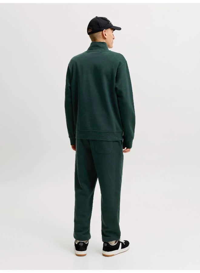 JACK & JONES Solid Zip Regular Fit Sweatshirt