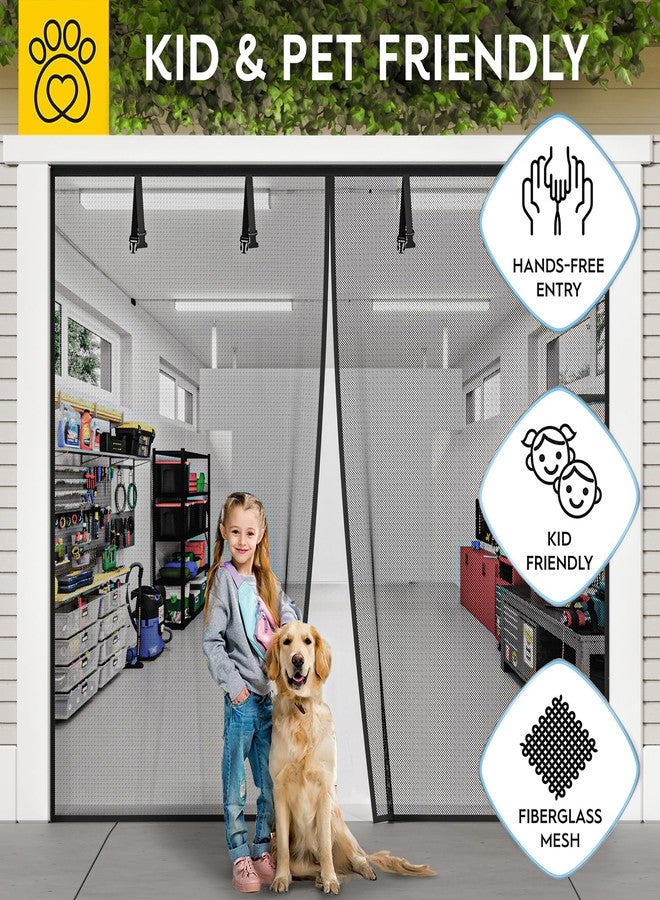 AUGO Garage Door Screen Magnetic Closure - Garage Screen Doors for 1 Car Garage Pull Down - Magnetic Screen Door Mesh - Heavy Duty Weighted Bottom- Pet & Kid Friendly - Keep Open Feature - 8' x 7' - Image 5