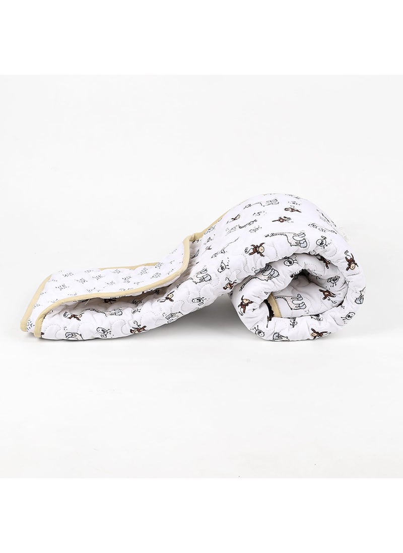 MOM'S HOME - MOM'S HOME Organic Cotton Baby Quilt Light Winter Blanket- 0-3 Year-110X120 Cm - Jungle Safari, White - Image 1