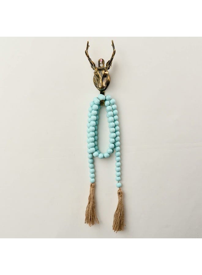 OMISHE 59in Wood Bead Garland with Tassels, Decorative Beads, Farmhouse Wooden Beads Garland for Wall Hanging Home Festival Decor, Aqua, Teal - Image 5