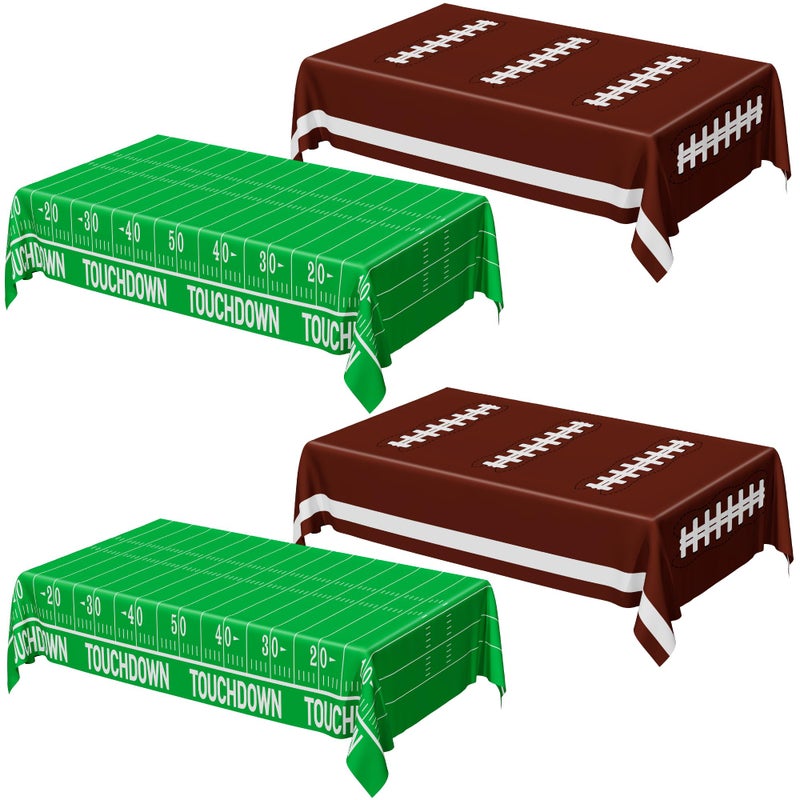 QZYL Football Party Supplies, Disposable Football Tablecloth, 4 PCS Football Table Cloth with 2 Styles, Touchdown Theme Tablecloths, Plastic Football Table Runner for Game Day Football Party Decorations - Image 1