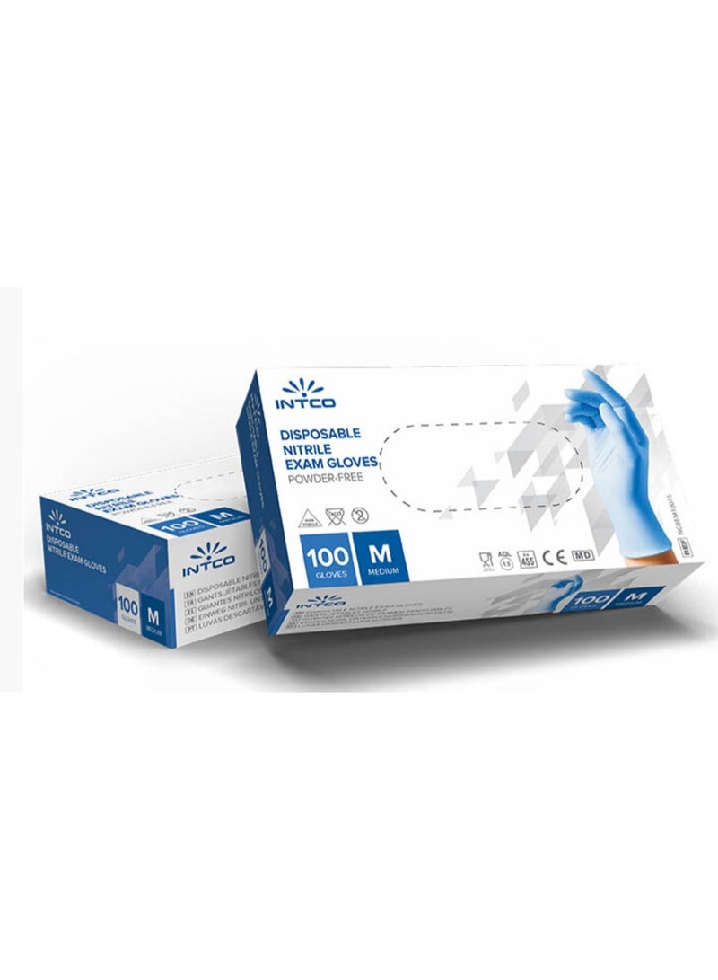 INTCO Nitrile gloves 100 gloves (blue) powder-free for examination and multi-use - Image 2