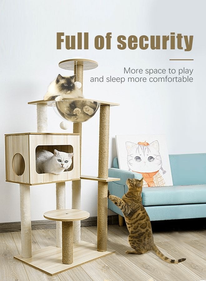 شو وو برج شجرة قطط بيج كبير مع كهف وعمود خدش - Image 5