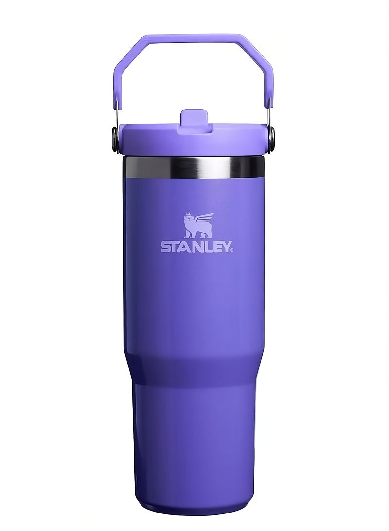 Stanley IceFlow 30oz Flip Straw Tumbler Winter Stainless Steel Vacuum Insulated Water Bottle with Leakproof Lid Foldable Handle Keeps Drinks Cold for 12 Hours - Image 1