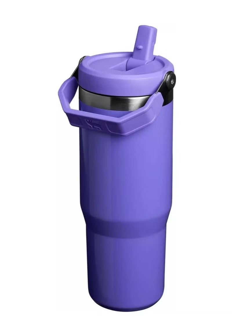 Stanley IceFlow 30oz Flip Straw Tumbler Winter Stainless Steel Vacuum Insulated Water Bottle with Leakproof Lid Foldable Handle Keeps Drinks Cold for 12 Hours - Image 2