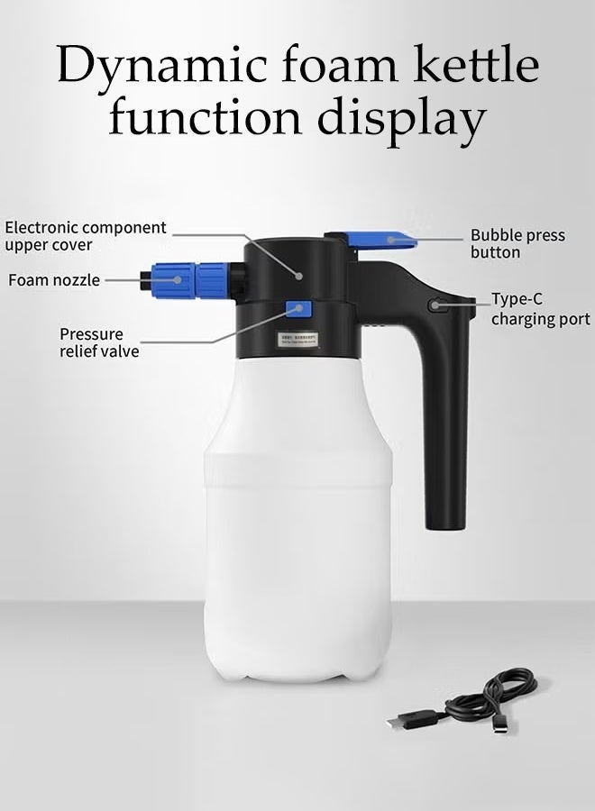 1.5L Electric Car Foam Sprayer, Pump Foam Sprayer with USB Rechargeable for Car Wash, Electric Sprayer for Car , Home & Garden Cleaning - Image 5