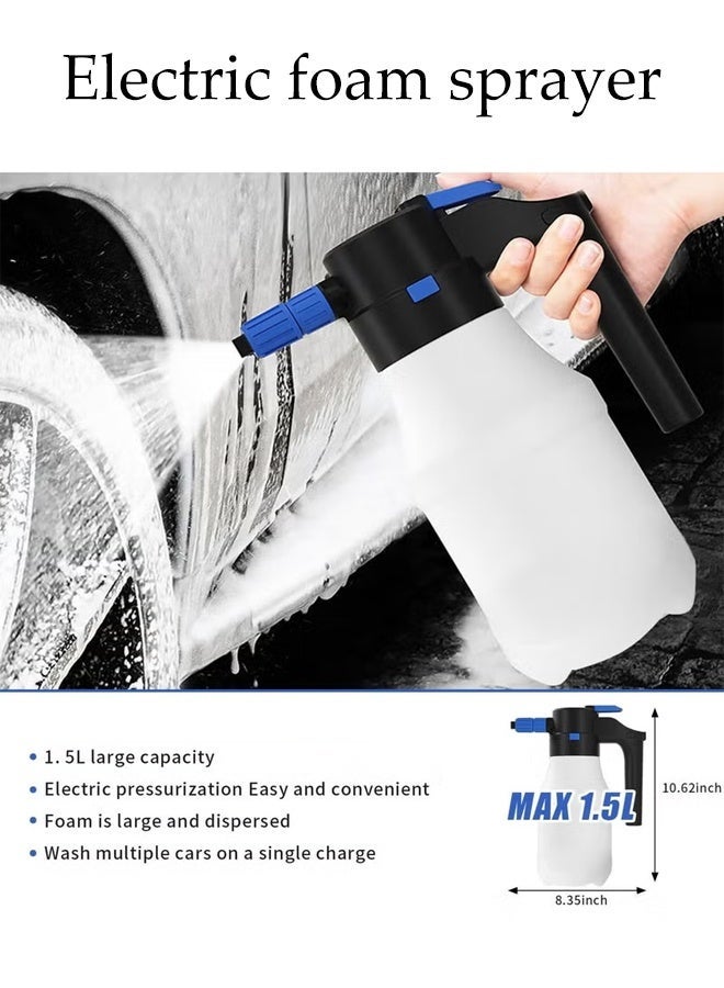1.5L Electric Car Foam Sprayer, Pump Foam Sprayer with USB Rechargeable for Car Wash, Electric Sprayer for Car , Home & Garden Cleaning - Image 4