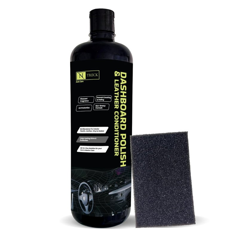 N Treck NTreck Car Dashboard Polish & Leather Conditioner - 950 ml | Polish for Interior Plastic, Leather, Vinyl & Rubber | Protection from UV Rays & Non-Greasy Formula with Pleasant Fragrance - Image 1