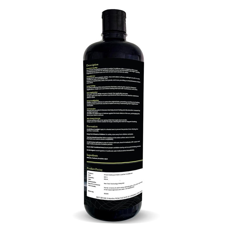 N Treck NTreck Car Dashboard Polish & Leather Conditioner - 950 ml | Polish for Interior Plastic, Leather, Vinyl & Rubber | Protection from UV Rays & Non-Greasy Formula with Pleasant Fragrance - Image 2