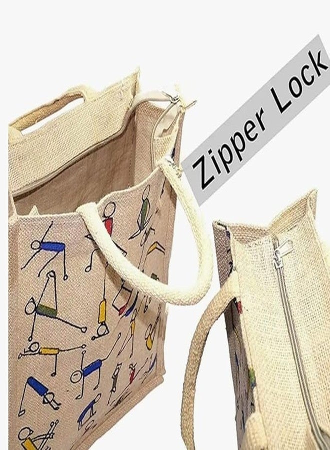 ArtTrails 2 Pcs Jute Bag for Multi purpose use- Lunch bag, shopping bag, Gift bag (Color-Multi) - Image 5