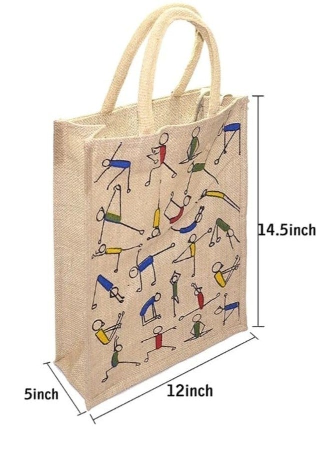 ArtTrails 2 Pcs Jute Bag for Multi purpose use- Lunch bag, shopping bag, Gift bag (Color-Multi) - Image 3