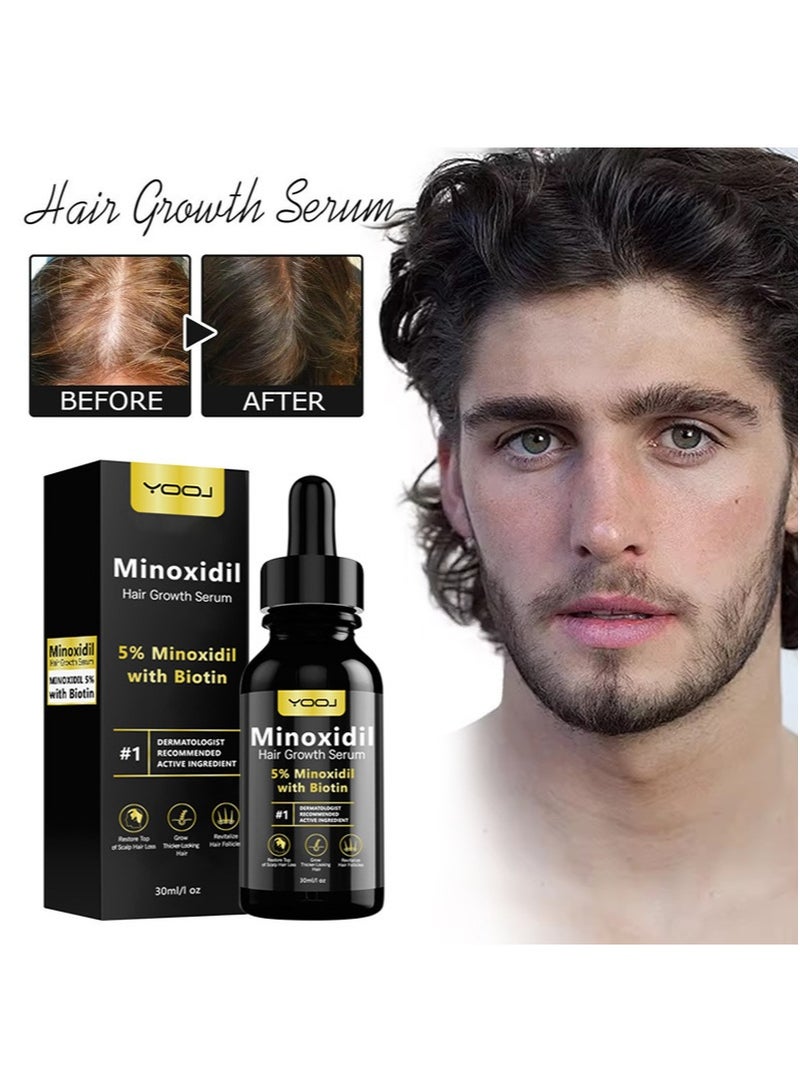 YOOJ 5% Minoxidil Hair Growth Serum for Men and Women - Infused with Biotin, Niacinamide and Castor Oil - Minoxidil for Men Beard Growth - Anti Hair Loss Treatment for Stronger and Longer Hair-1 Fl Oz - Image 4