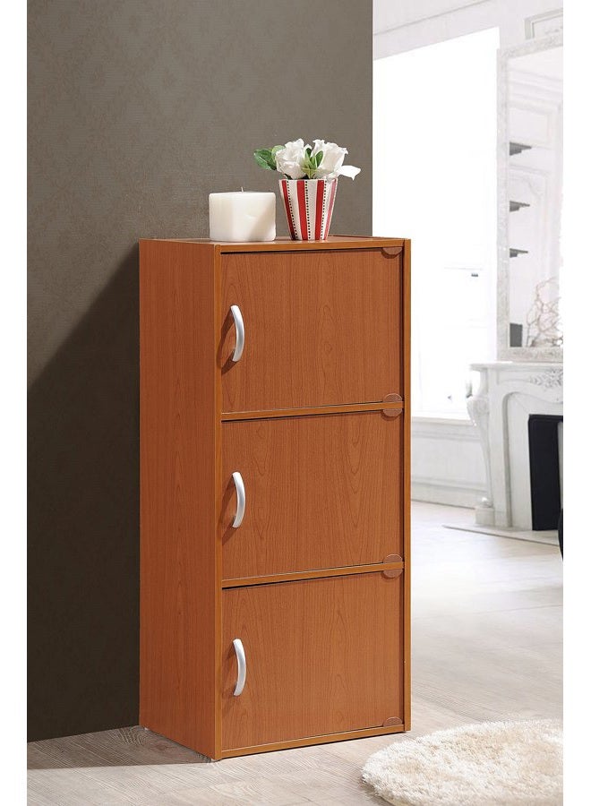 Hodedah 3 Door Bookcase Cabinet, CHERRY - Image 2