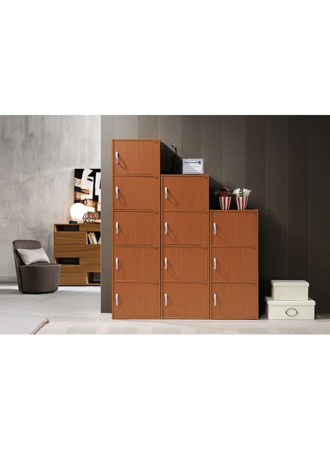 Hodedah 3 Door Bookcase Cabinet, CHERRY - Image 5