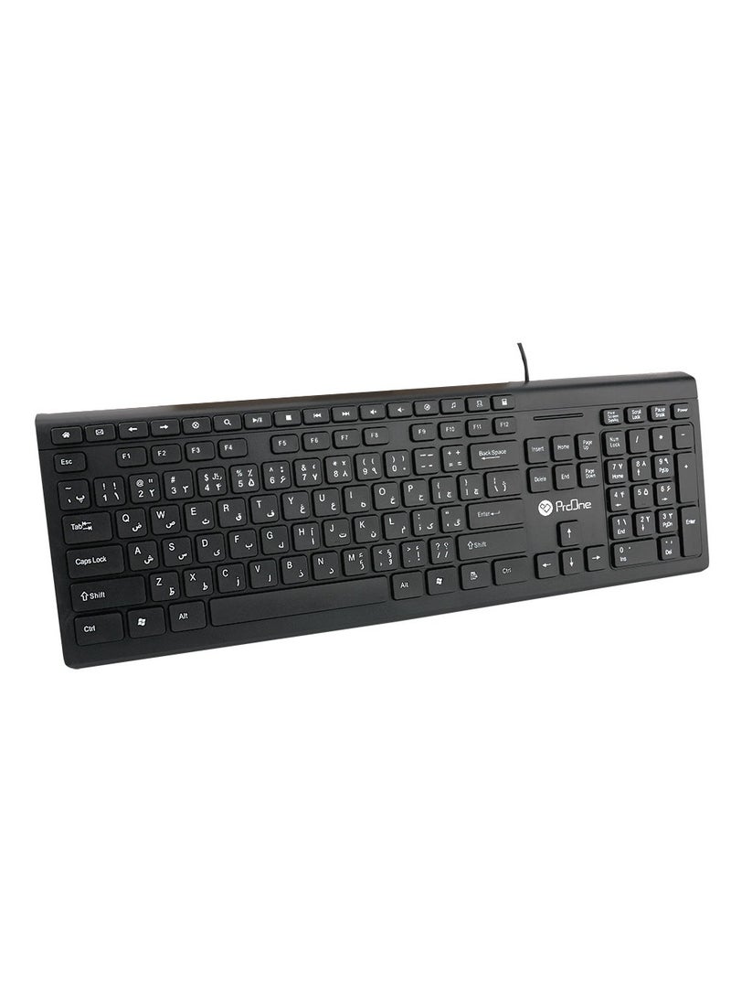 ProOne ProOne PKC50 Keyboard - 104 Keys & 17 Multimedia Hot Keys, 1.5M Wired, Ergonomic Design, Wide Compatibility with Windows, Mac OS, Linux Systems, PC Keyboard, Laptop Keyboard  - Image 3