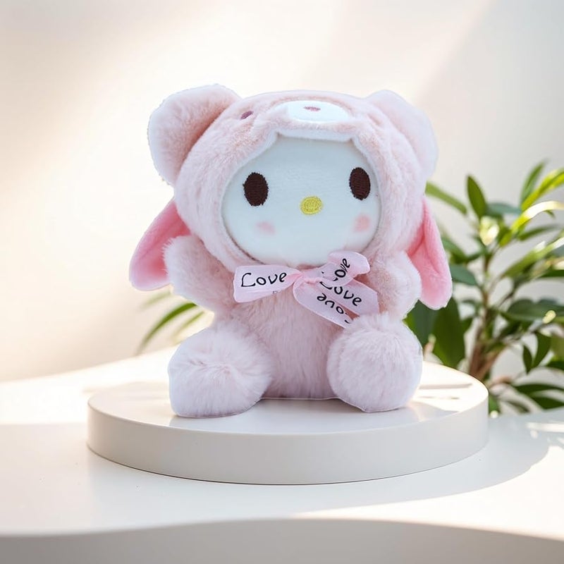 Bandfol Cartoon Bag Charms Cute Plush Keychain for Women Girls, 5 Soft Backpack Key Chain Cute Stuffed Animals Bag Keychain - Image 5
