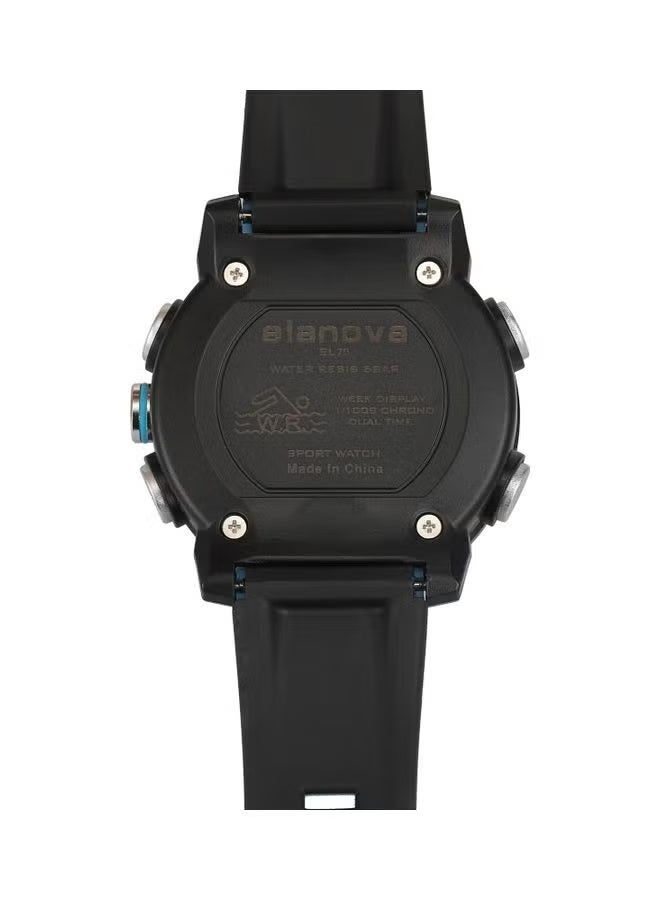 Elanova Sporty analog-digital watch with dual time feature, durable silicone strap, and 5-bar water resistance, model EL70 - Image 5