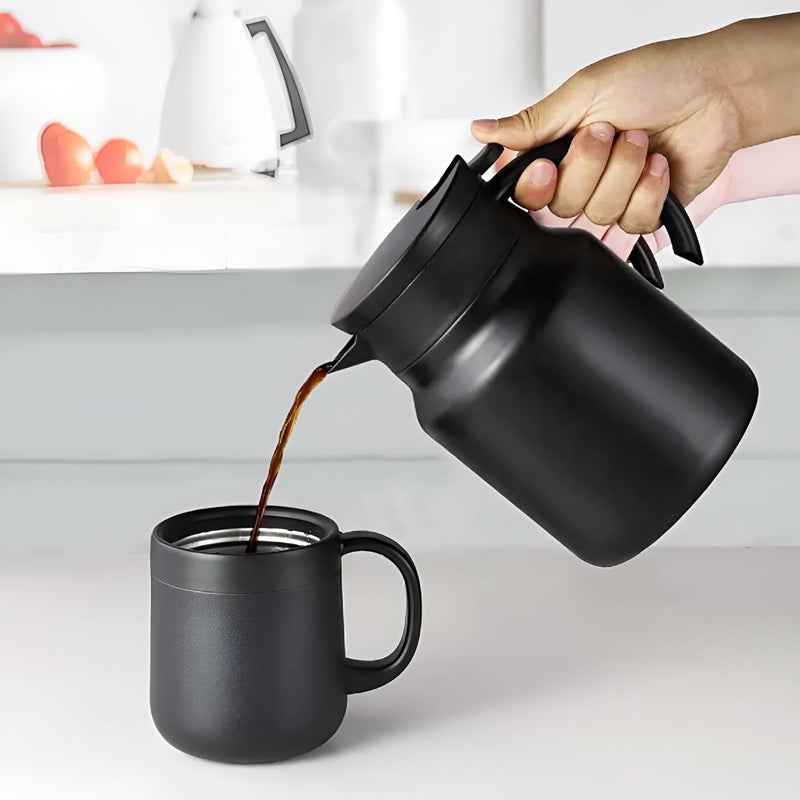 VENDLY Thermal Tea & Coffee Kettle with Infuser | 1000ml | for Keeping Hot/Cold, Stainless Steel & Dustproof Insulated Water Carafe for Party/Home (Black) - Image 3