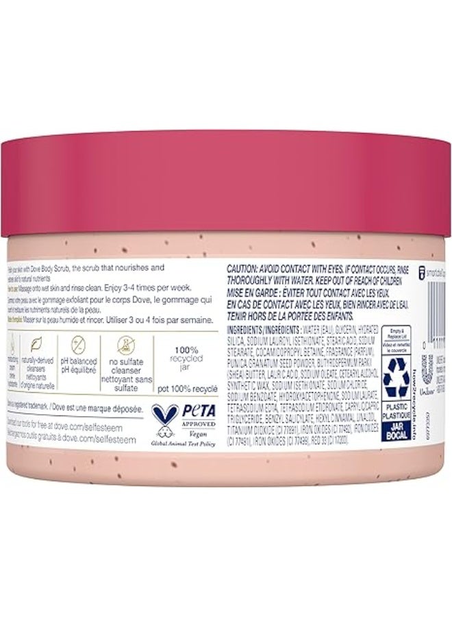 دوف مقشر الجسم دوف، زبدة الشيا المرطبة وبذور الرمان | يغذي وينعم البشرة الناعمة | خالٍ من الكبريتات، 298 غرام - Image 2