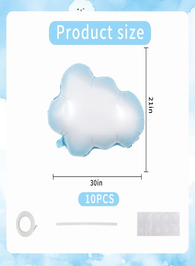 Vuzvuv 10 Pcs White Foil Clouds Balloons for Baby Shower,Themed Party,Birthday Decorations Supplies - Image 2