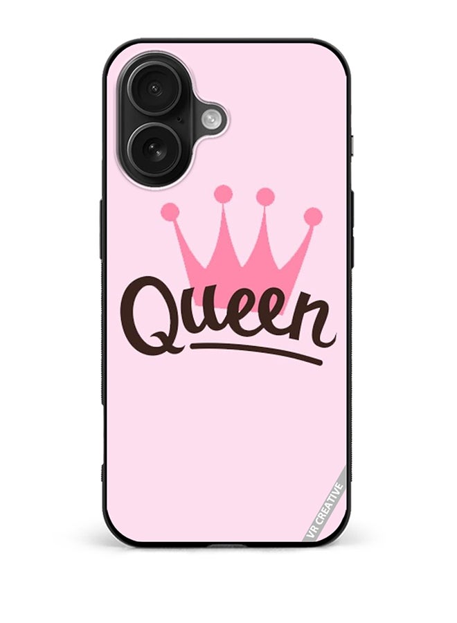 VR CREATIVE Protective Case Cover For Apple iPhone 16 Pink Queen Crown Design Multicolour