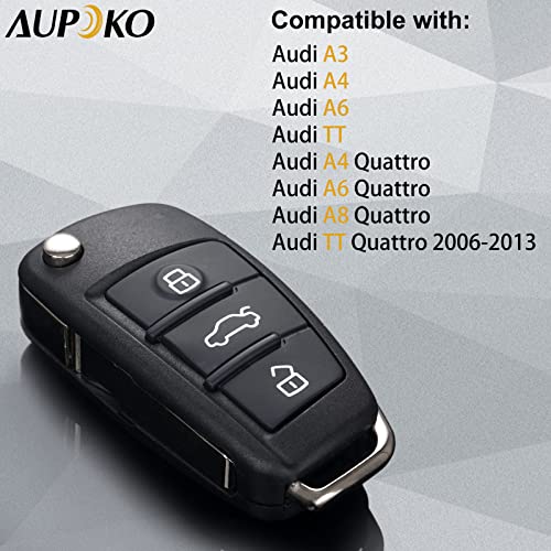 Aupoko Keyless Entry Remote Key, 3 Buttons Replacement Key Shell Case, Compatible with for A3 A4 A6 A8 TT Q7 S6 Quattro, Replace for MYT8Z0837231, 4D0837231E, 4D0837231P, MYT-4073A Remote Key Case - Image 3