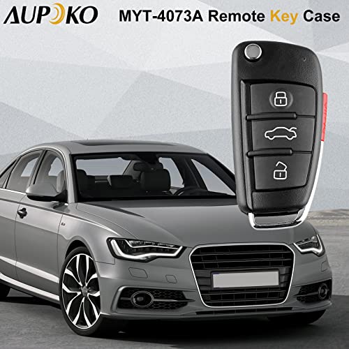 Aupoko Keyless Entry Remote Key, 3 Buttons Replacement Key Shell Case, Compatible with for A3 A4 A6 A8 TT Q7 S6 Quattro, Replace for MYT8Z0837231, 4D0837231E, 4D0837231P, MYT-4073A Remote Key Case - Image 2