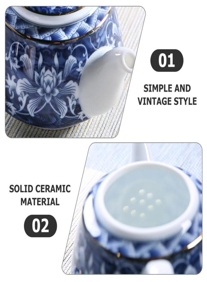 Luxshiny Vintage Porcelain Teapot 6.7 Oz Ceramic Tea Kettle with Built-in Filter Blue and White Chinese Style Tea Pot for Home Office Brewing - Image 4