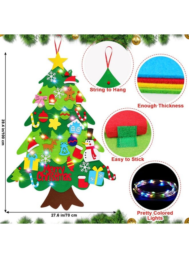 HFATMOS Felt Tree DIY Wall Hanging Trees with LED String Lights and 32 Pcs Detachable Ornaments for Party Supplies Home Decors - Image 2