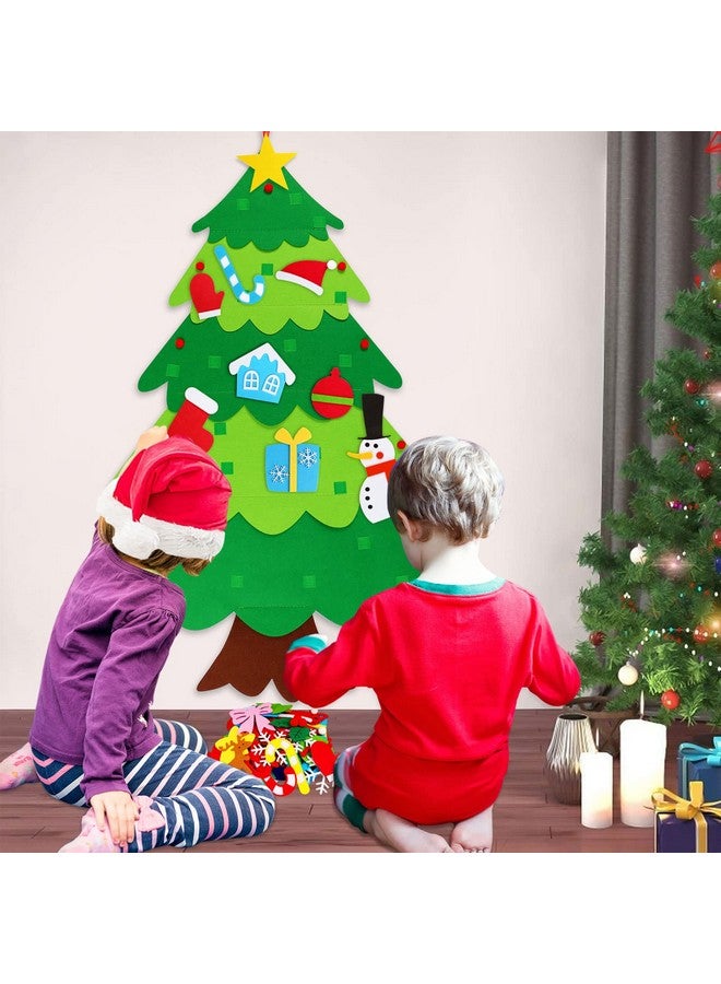 HFATMOS Felt Tree DIY Wall Hanging Trees with LED String Lights and 32 Pcs Detachable Ornaments for Party Supplies Home Decors - Image 4