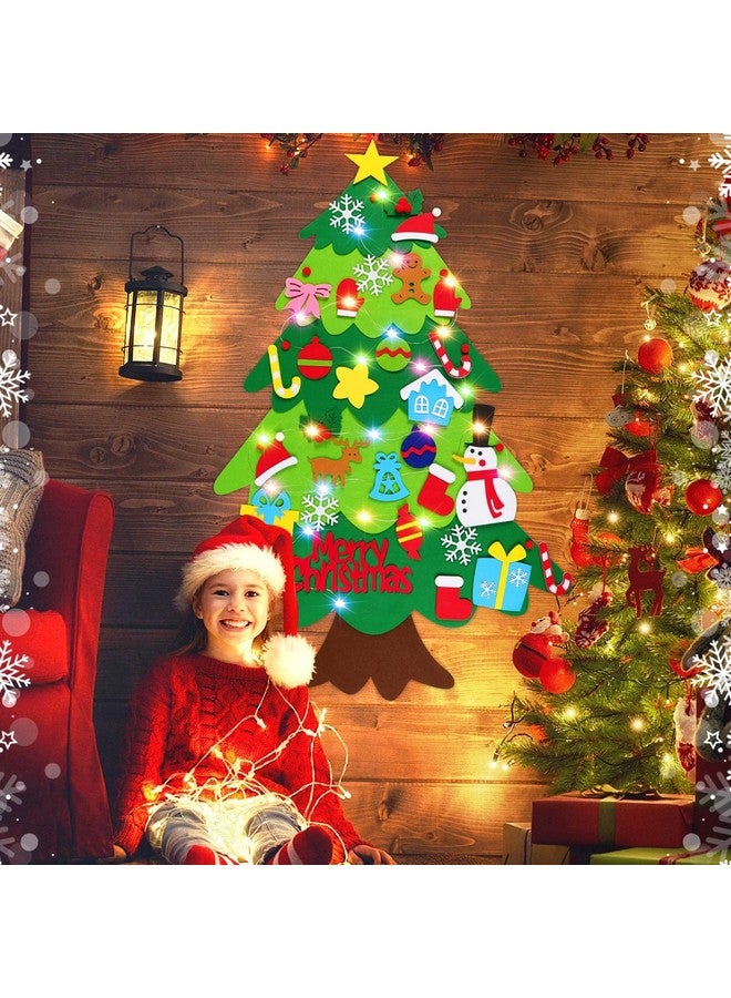 HFATMOS Felt Tree DIY Wall Hanging Trees with LED String Lights and 32 Pcs Detachable Ornaments for Party Supplies Home Decors - Image 5