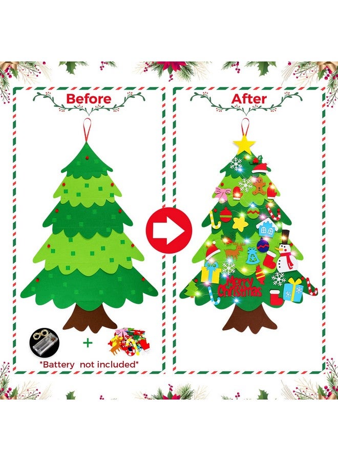 HFATMOS Felt Tree DIY Wall Hanging Trees with LED String Lights and 32 Pcs Detachable Ornaments for Party Supplies Home Decors - Image 3
