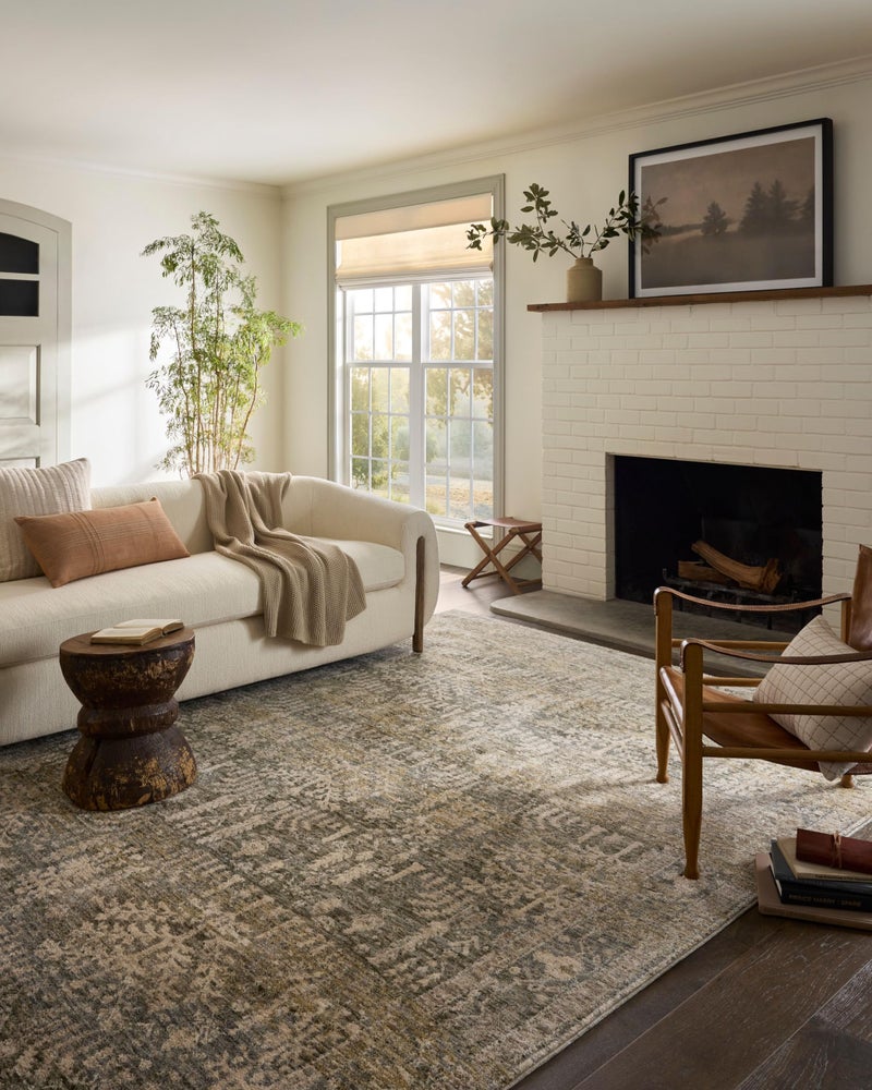 Loloi Magnolia Home by Joanna Gaines Junie Collection JUE-02 Moss/Natural 6'-7" x 9'-10", .38" Pile Height, Area Rug - Image 1