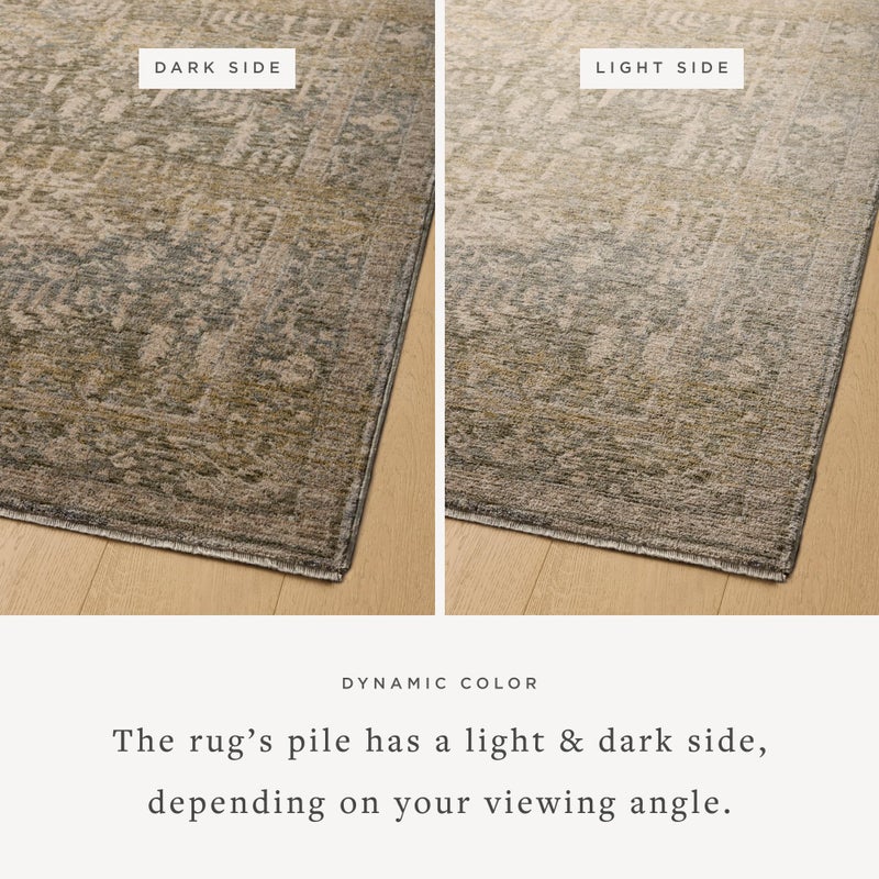 Loloi Magnolia Home by Joanna Gaines Junie Collection JUE-02 Moss/Natural 6'-7" x 9'-10", .38" Pile Height, Area Rug - Image 4