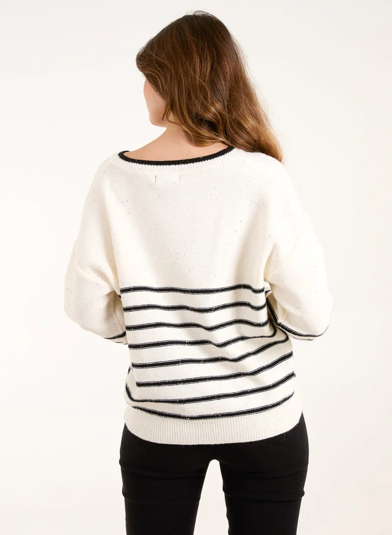 Blue Vanilla Stripe Knit Jumper