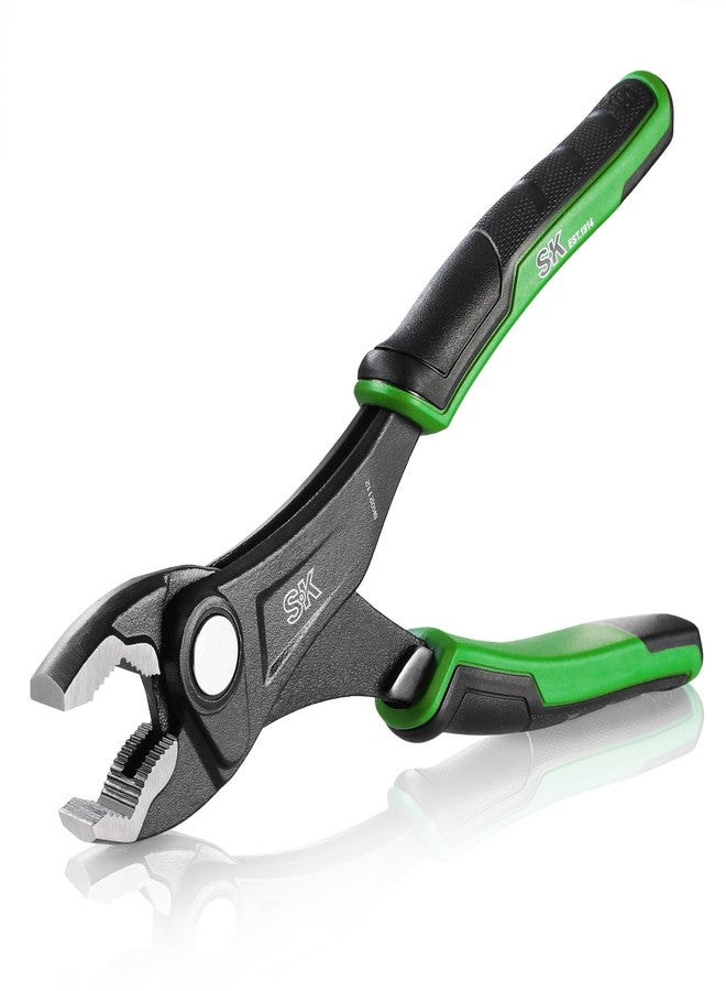 SK 8-Inch Adjustable Slip Joint Pliers, Premium CR-V Construction, SureGrip V-Jaw Design with Comfortable Grips - Image 1