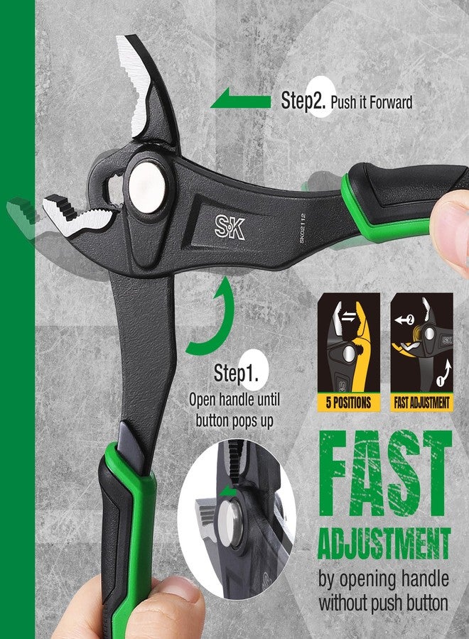 SK 8-Inch Adjustable Slip Joint Pliers, Premium CR-V Construction, SureGrip V-Jaw Design with Comfortable Grips - Image 5