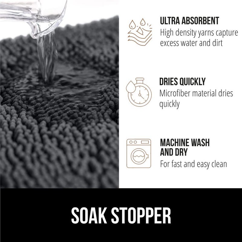 Gorilla Grip Gorilla Grip Soak Stopper Absorbent Chenille Indoor Doormat  Rubber Backing  Muddy Dog Paws Washable Rug  Quick Dry Microfiber Door Mat Inside Floor  Home D  - Image 3