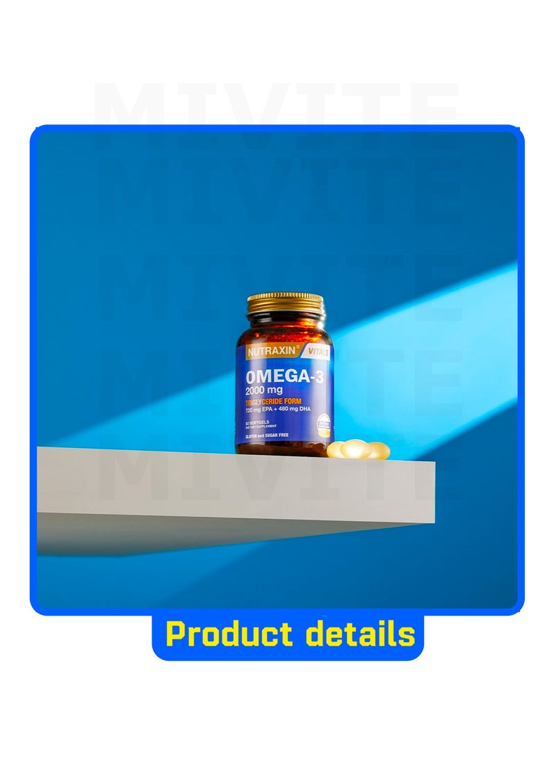 NUTRAXIN Vitals Omega-3 2000 mg EPA + DHA Fish Oil Supplement – 60 Softgel Capsules. - Image 2