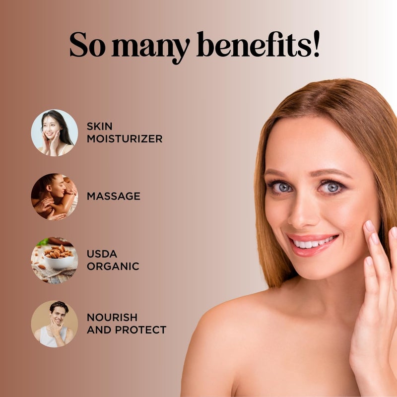 Maple Holistics USDA Organic Sweet Almond Oil - Pure Cold Pressed Organic Almond Oil for Skin Hair and Nails - Moisturizing Organic Body Oil for Women and Men plus Carrier Oil for Essential Oils Mixing 16oz - Image 3