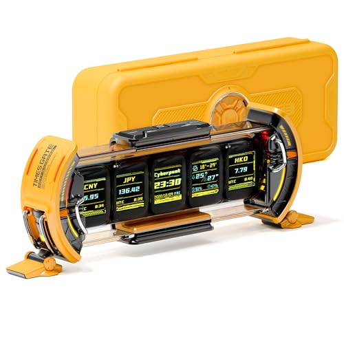 Divoom Times Gate  Cyberpunk Gaming Setup Digital Clock with Smart APP Control WiFi Connect RGB LED Display Personalized Dashboard Pixel Art for Gaming Room  Office Decor Yellow