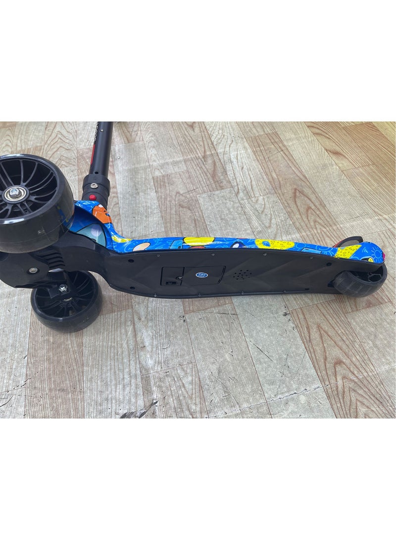 Kids Adjustable Height 3 Wheel Foldable Scooter With Light-Up Wheels With Music - Image 3